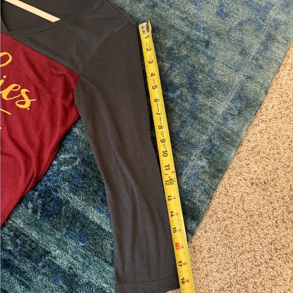 Virginia Tech Hokies Women’s Long Sleeve V-Neck Shirt Small Maroon Gray NCAA VT - Picture 7 of 9